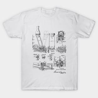 Automatic Bowling Mechanism Vintage Patent Hand Drawing T-Shirt
